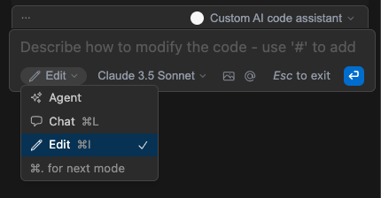 edit mode selected